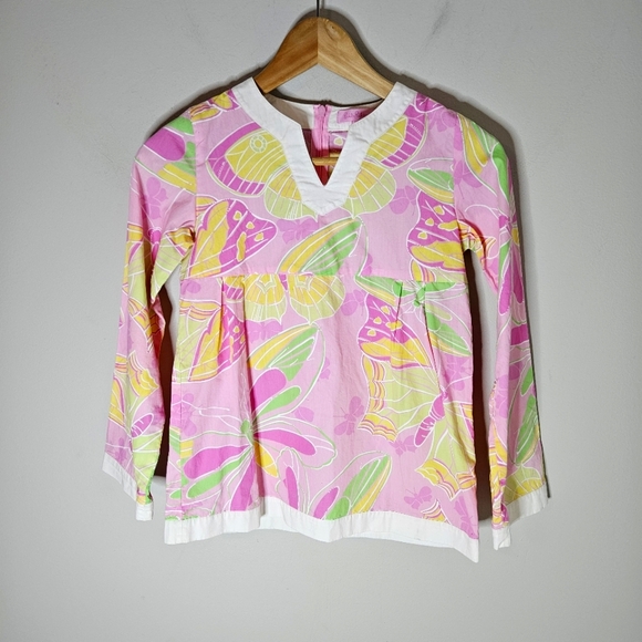 Lilly Pulitzer Swim Cover Up Tunic Top Pink Long Sleeve Zipper Back Girls 10 - Picture 1 of 6